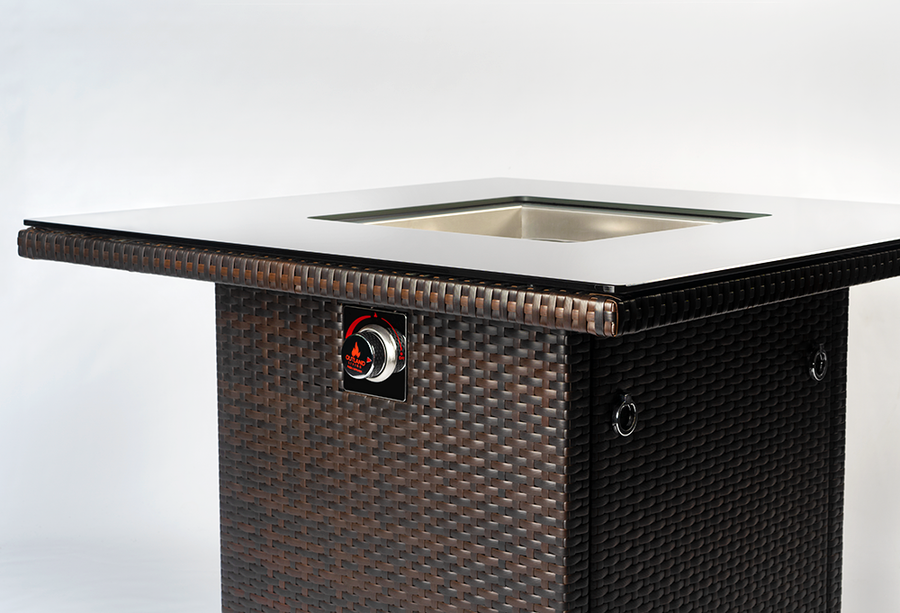 Outland Living Robson Square Brown Fire Table, Propane Gas Fire Pit Table